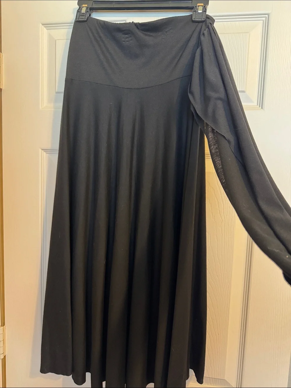 Black Maxi Skirt with Side Drape